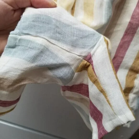 Madewell x Laude the Label Everyday Shorts in Painter Stripe 100% Linen M - Picture 11 of 13